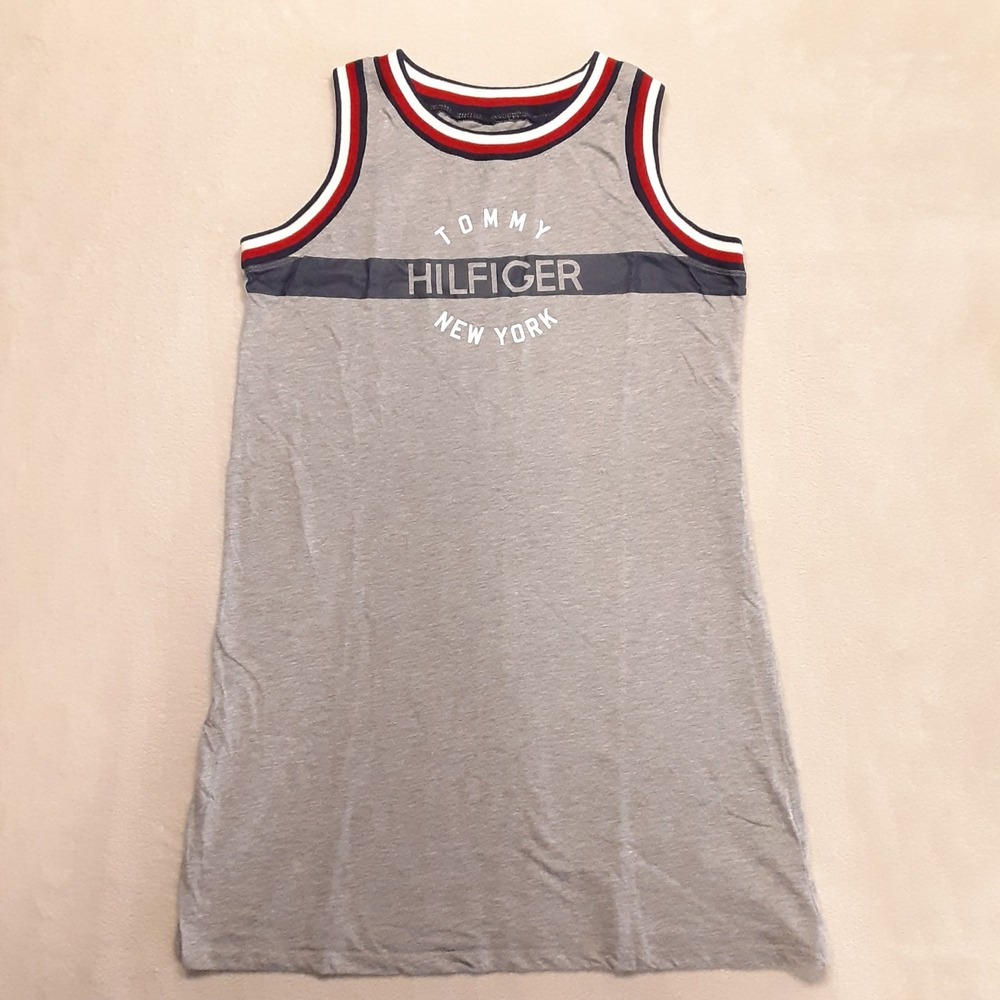 Tommy Hilfiger New York Womens Gray Knit Sleeveless Tank Dress S Cotton Blend